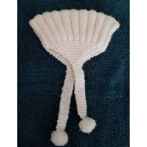 Vintage hand knitted baby hat with ear cover and pom pom tie